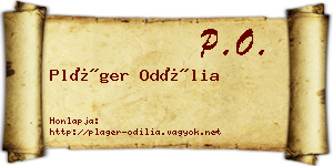 Pláger Odília névjegykártya